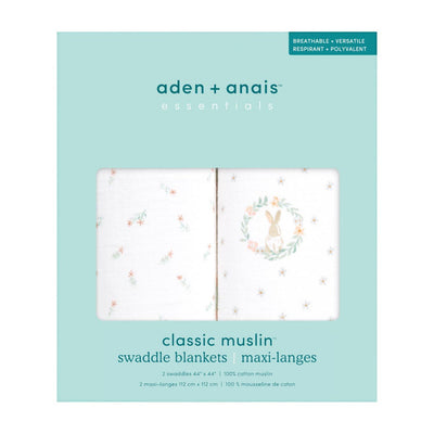 Aden and Anais Mantas 2 Pk Swaddle Clásica - Blushing Bunnies