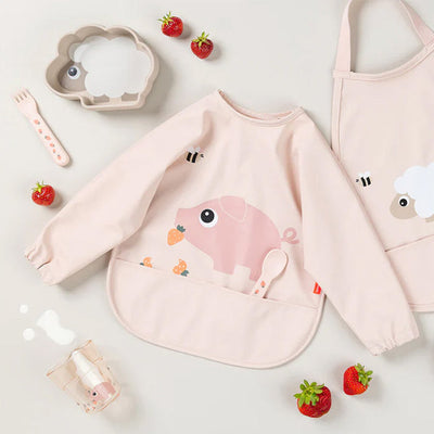 Done by Deer Babero con mangas - Tiny Farm Rosa