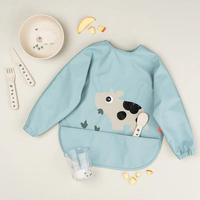 Done by Deer Babero con mangas - Tiny Farm Azul