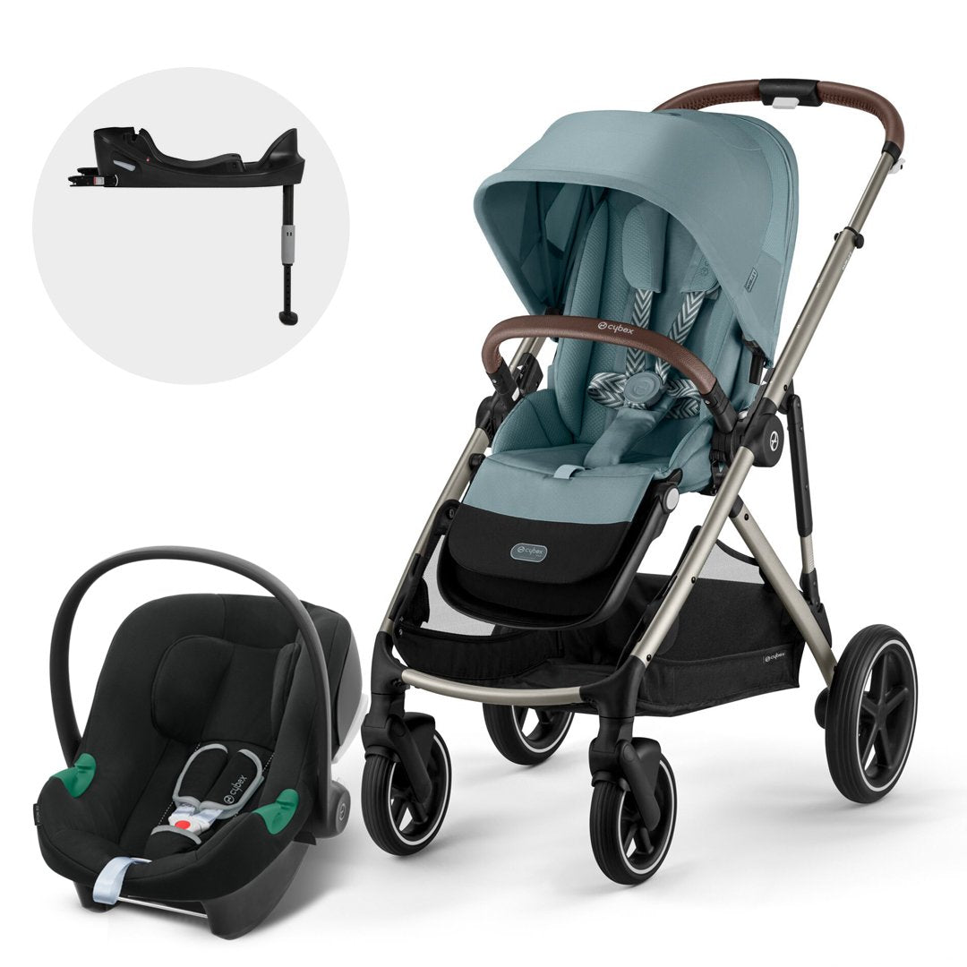 Cybex Travel System Coche GAZELLE TPE Stormy Blue con Silla Nido Aton B2