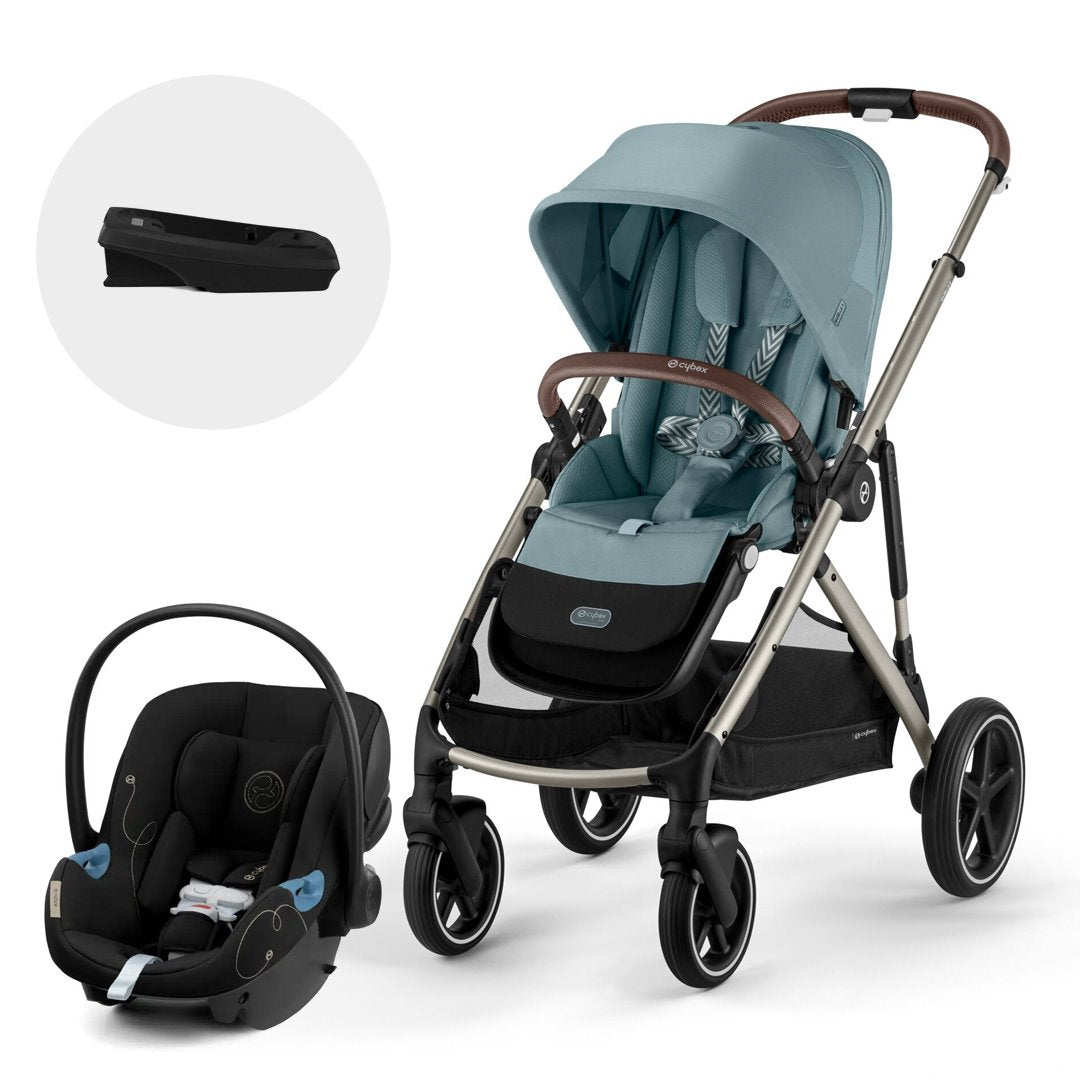 Cybex Travel System Coche GAZELLE TPE Stormy Blue con Silla Nido Aton G