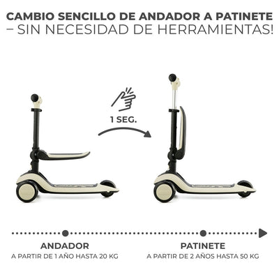 Scooter y bicicleta de balance Kinderkraft HALLEY 2 en 1 blanco, ideal para niños pequeños.