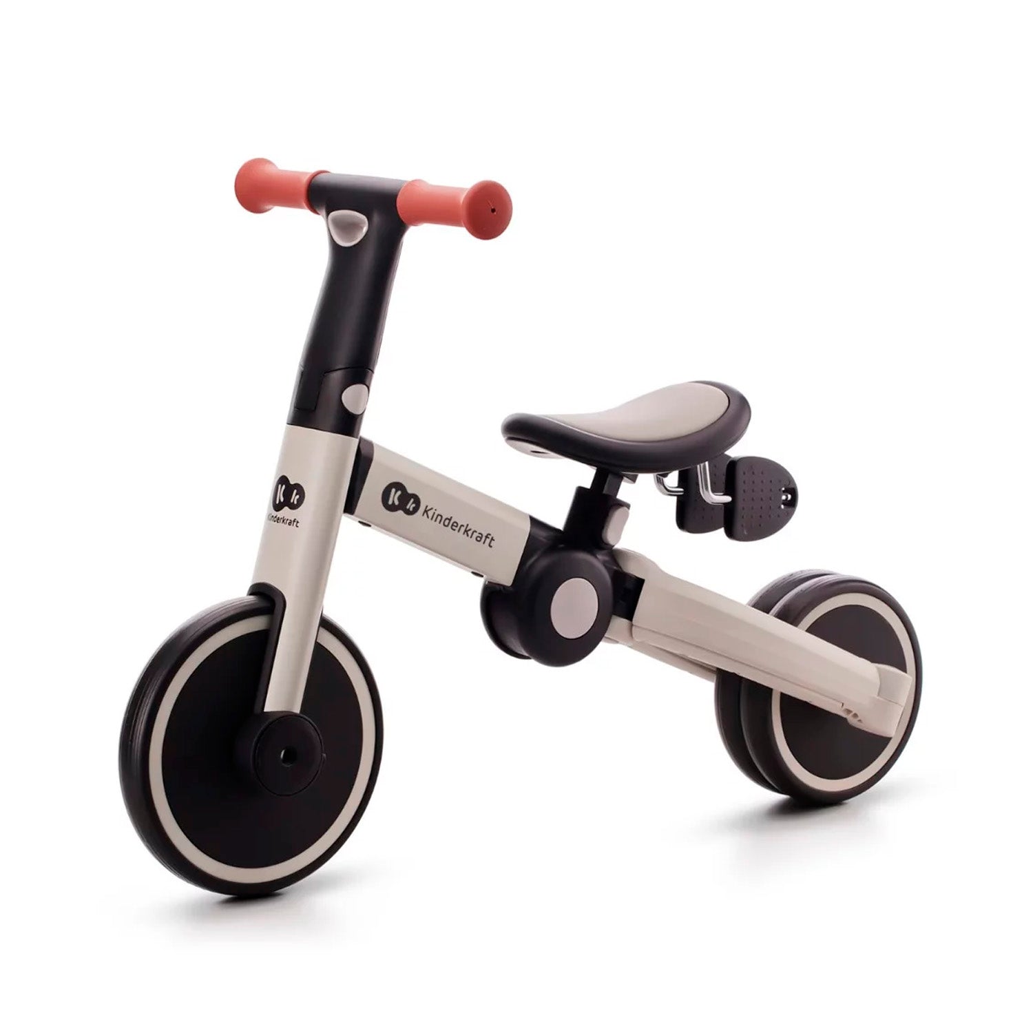 Kinderkraft Triciclo 4TRIKE gris, diseño multifuncional para niños pequeños.