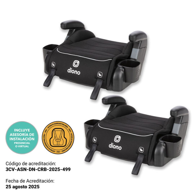 Diono Pack 2 Alzadores Connect3® RXT Backless Booster - Black Storm