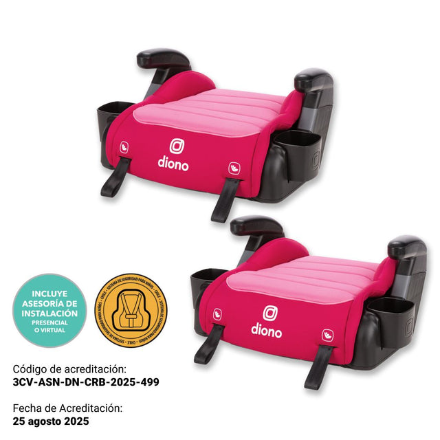 Diono Pack 2 Alzadores Connect3® RXT Backless Booster - Pink Cotton Candy