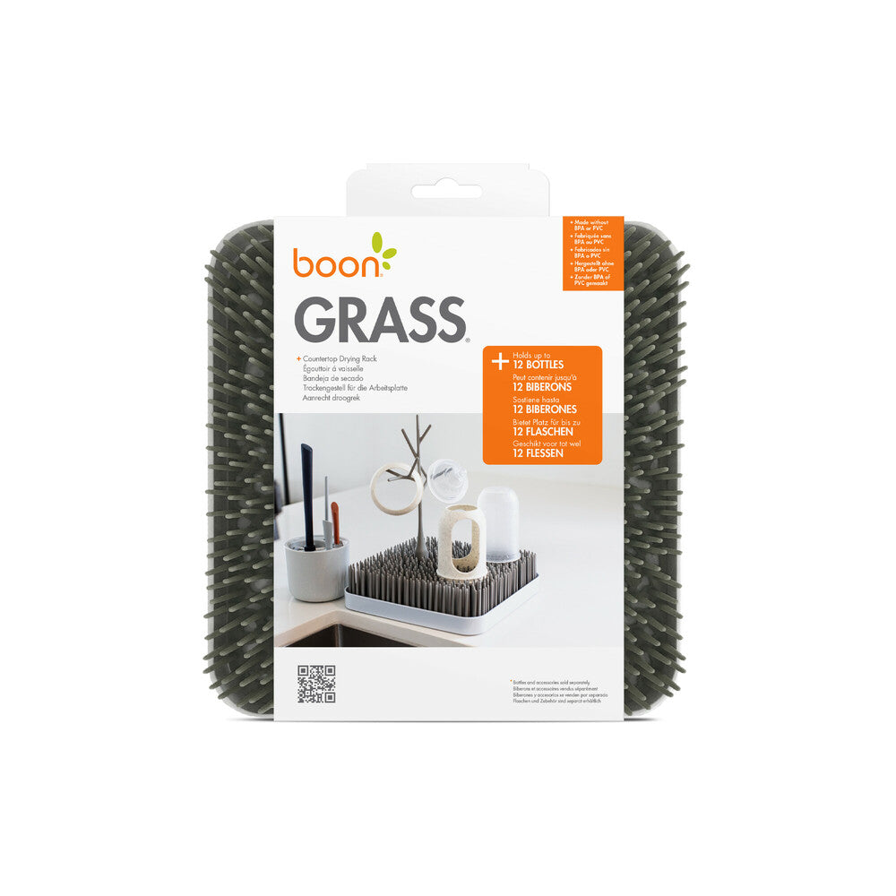 Boon Grass Secador de Mamaderas Gris colocado en una cocina, brindando estilo y practicidad al espacio.