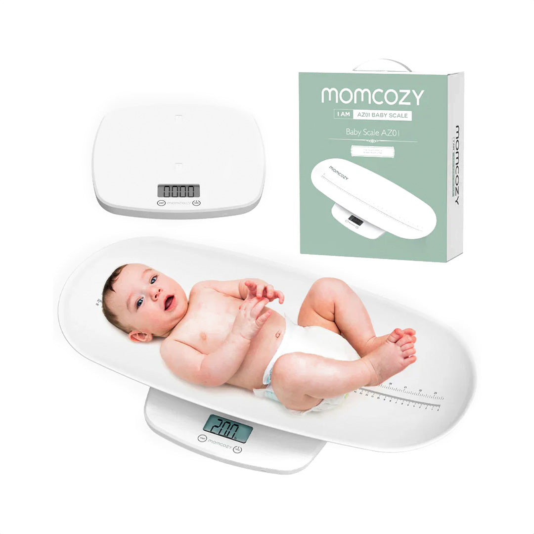Momcozy Balanza para Bebé 2 en 1 con Medidor de peso y altura, diseño antideslizante y pantalla LED. Ideal para bebés, niños y mascotas.