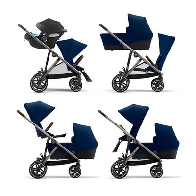Cybex Travel System Coche Gazelle BLK Moon Black con Silla Nido Aton S2