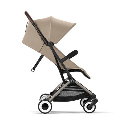 Cybex Travel System Coche ORFEO Almond Beige con Silla Nido Aton S2