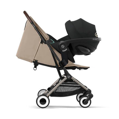 Cybex Travel System Coche ORFEO Almond Beige con Silla Nido Aton B2
