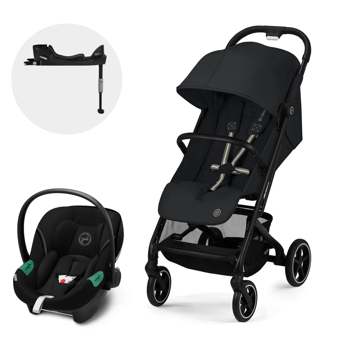 Cybex Travel System Coche BEEZY Magic Black con Silla Nido Aton S2