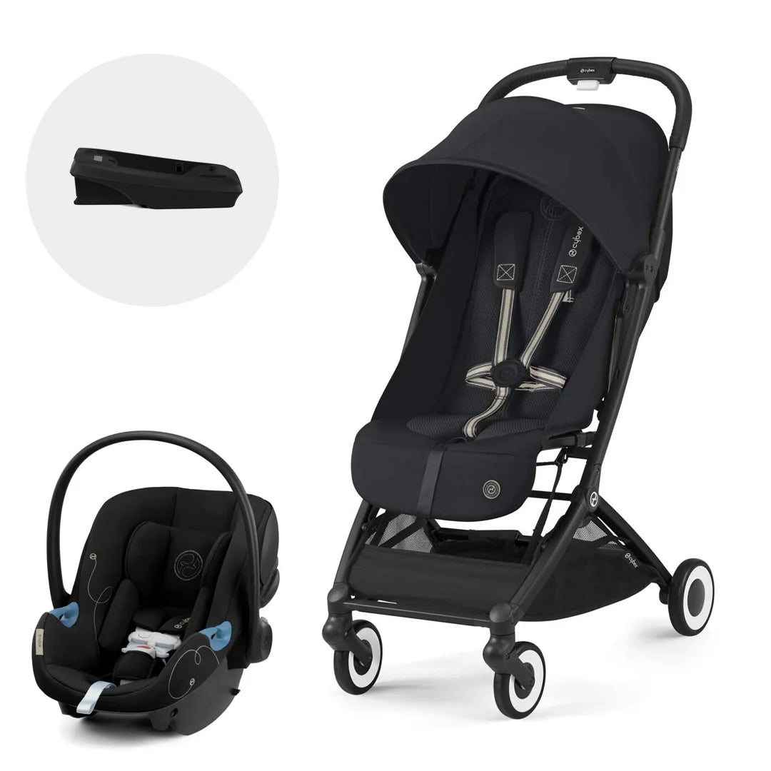 Cybex Travel System Coche ORFEO Magic Black con Silla Nido Aton G