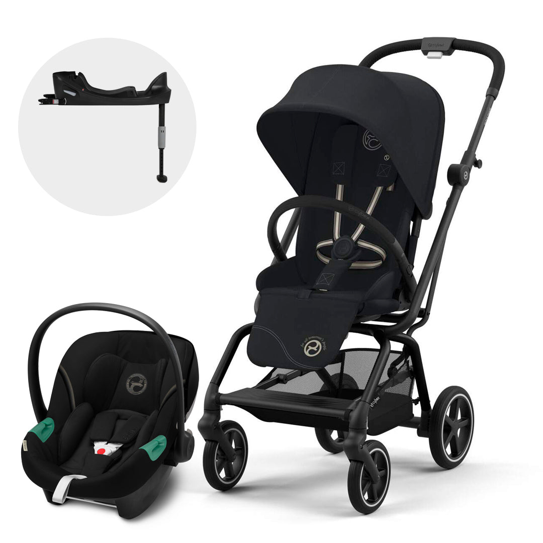 Cybex Travel System Coche EEZY S TWIST+ 2 BLK Magic Black con Silla Nido Aton S2