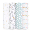 Aden and Anais Mantas 4 Pk Swaddle Clásica - Alphabet Animals