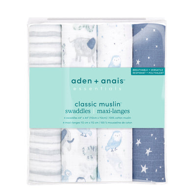 Aden and Anais Mantas 4 Pk Swaddle Clásica - Time to dream