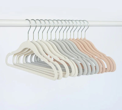 3 Sprouts Set Colgadores de Ropa Infantil Terciopelo - Crema/Gris/Avellana
