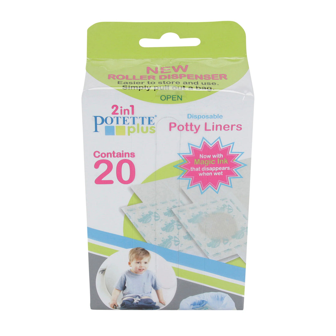 Pack de 20 bolsas biodegradables Potette sellado y listo para usar.