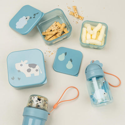 Done by Deer Set 3 cajas para snack - tiny farm azul