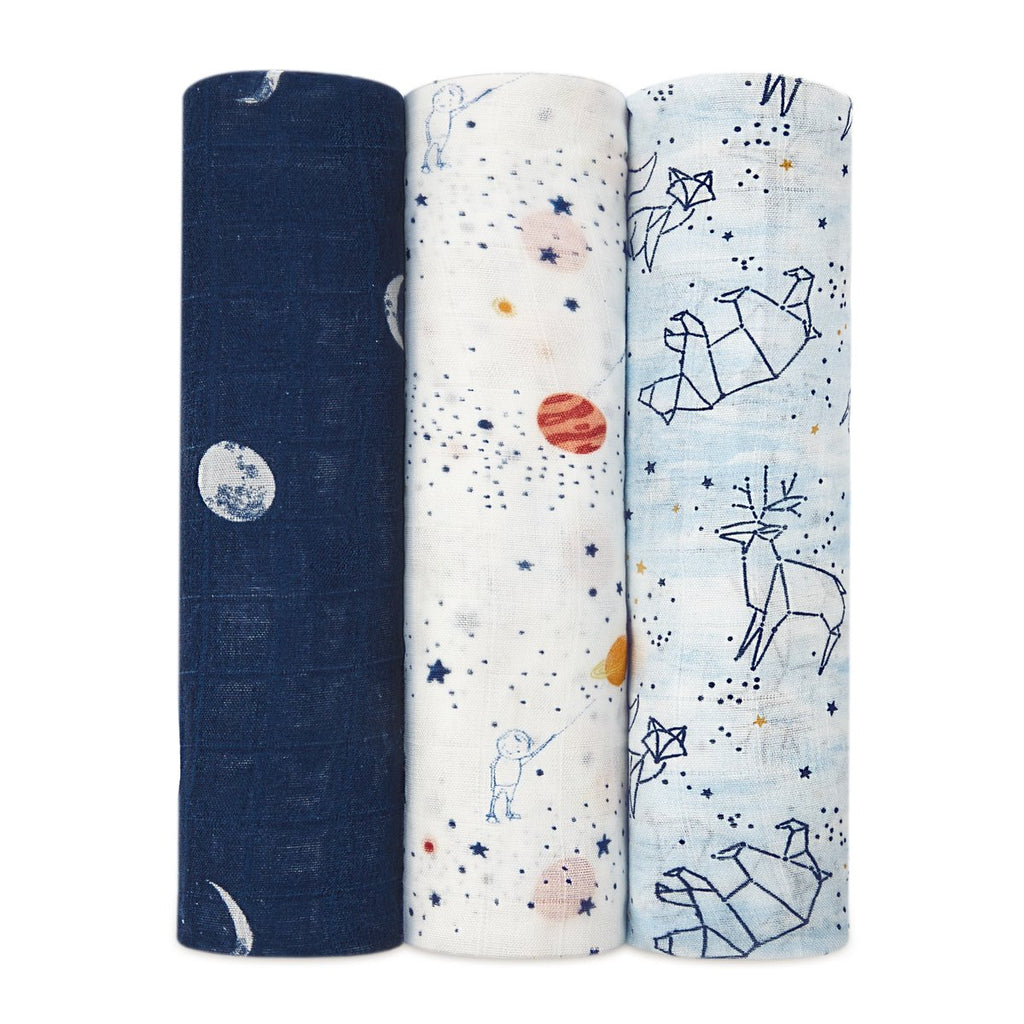 Aden and Anais Mantas 3 Pk Swaddle Bamboo - Stargaze