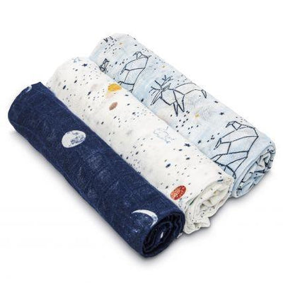 Aden and Anais Mantas 3 Pk Swaddle Bamboo - Stargaze