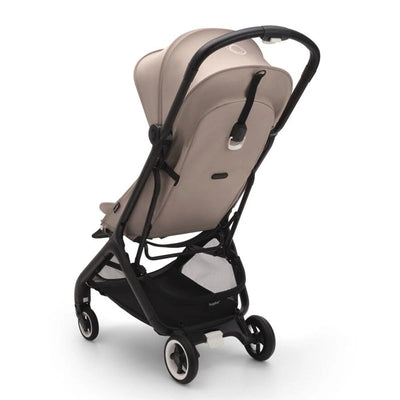 Coche Compacto Bugaboo Butterfly taupe o bege vista trasera posiciones angulares. Cesto Amplio