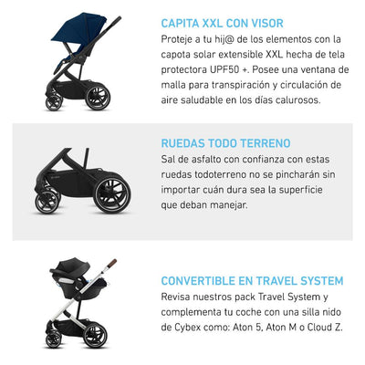 Cybex Travel System Coche BALIOS S LUX 3.0 gris con Silla Nido Aton S2