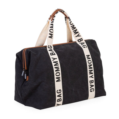 Childhome Bolso Mommy Bag Signature Canvas - Negro
