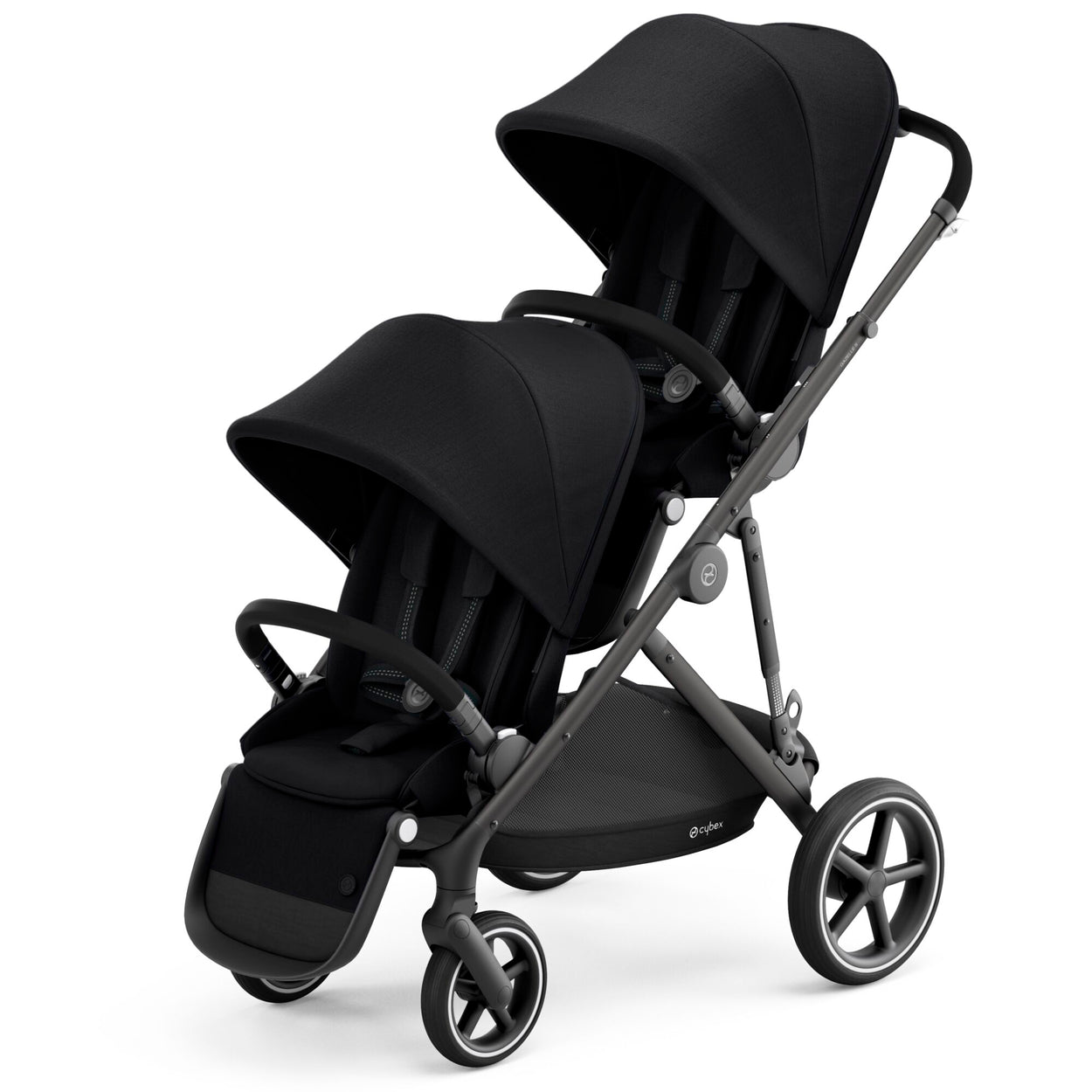 Cybex Travel System Coche Doble Gazelle BLK Negro + 2 Sillas Nido Aton S2