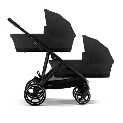 Cybex Travel System Coche Doble Gazelle BLK Negro + 2 Sillas Nido Aton S2