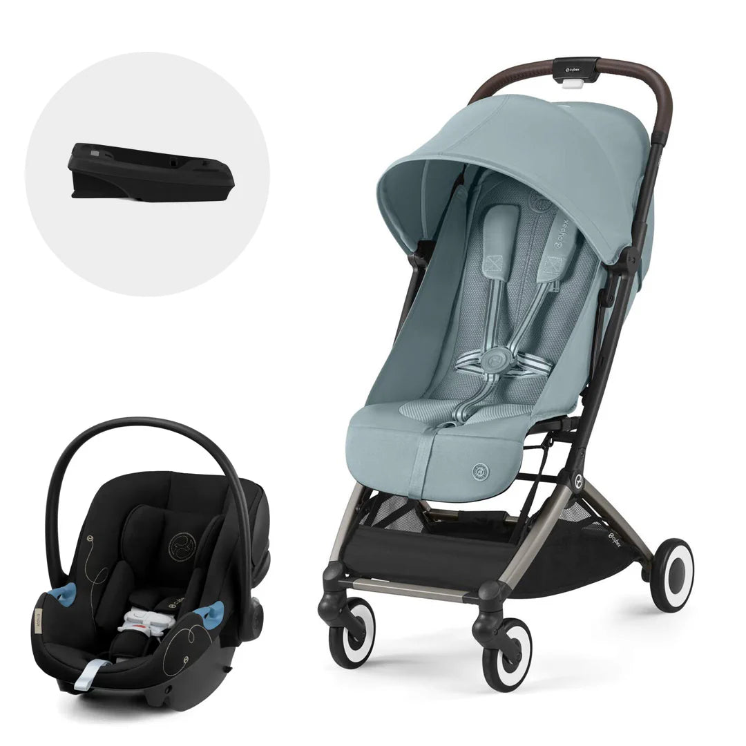 Cybex Travel System Coche ORFEO TPE Stormy Blue con Silla Nido Aton G