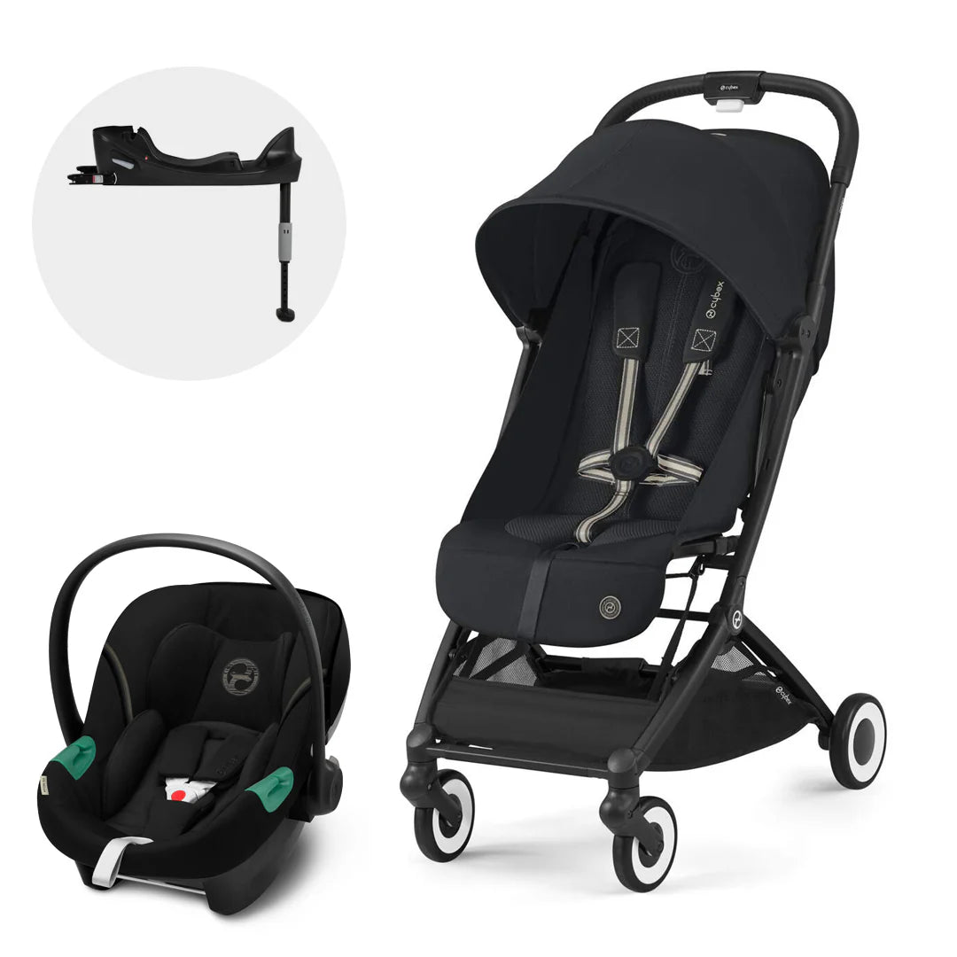 Cybex Travel System Coche ORFEO Magic Black con Silla Nido Aton S2