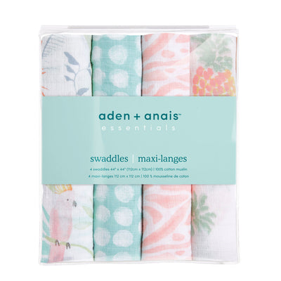 Aden and Anais Mantas 4 Pk Swaddle Clásica - Tropicalia