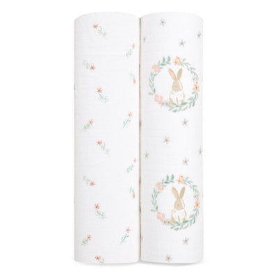 Aden and Anais Mantas 2 Pk Swaddle Clásica - Blushing Bunnies
