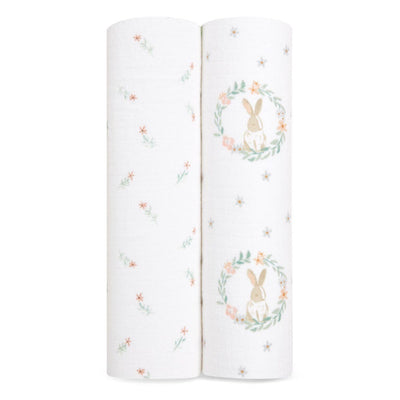 Aden and Anais Mantas 2 Pk Swaddle Clásica - Blushing Bunnies