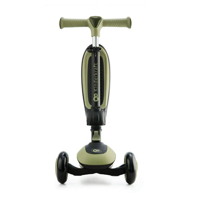 Scooter y bicicleta de balance Kinderkraft HALLEY 2 en 1 verde, ideal para niños pequeños.