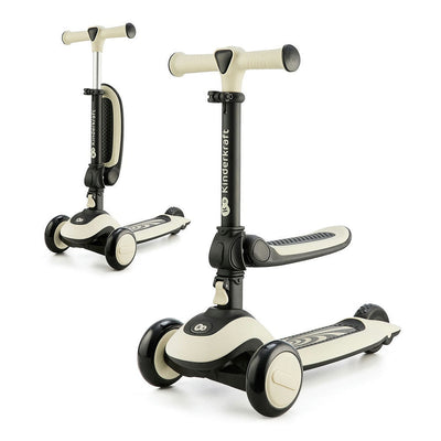 Kinderkraft Scooter 2 en 1 HALLEY en color blanco, convertible de scooter a bicicleta de balance.