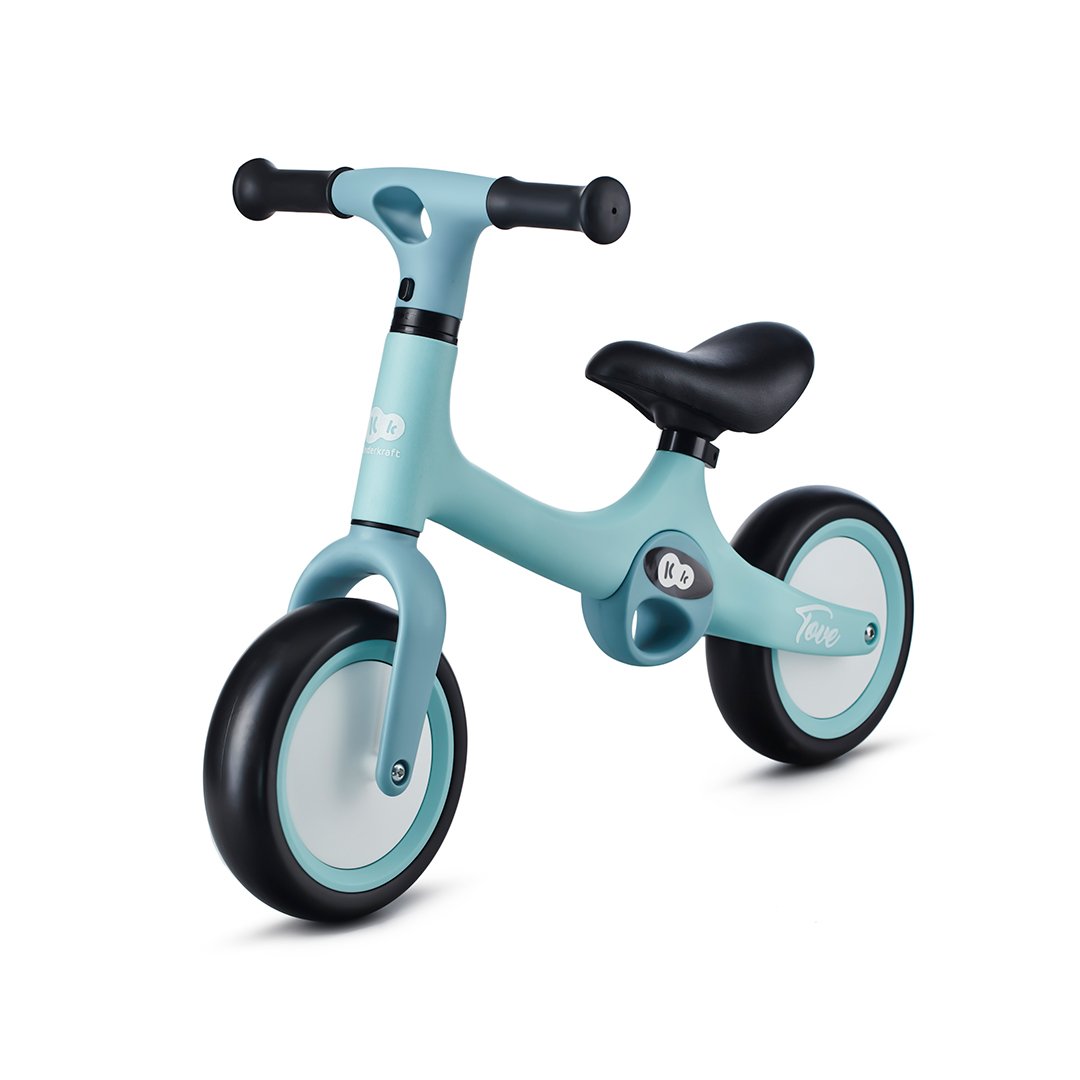 Kinderkraft Bicicleta de balance TOVE en color menta, diseño ergonómico para niños.
