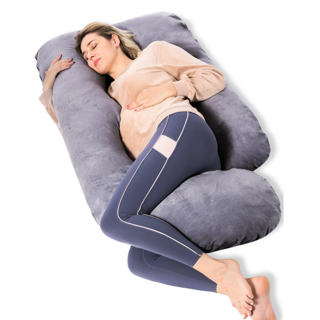 Momcozy almohada de embarazo en forma de U con diseño ergonomico para soporte completo
