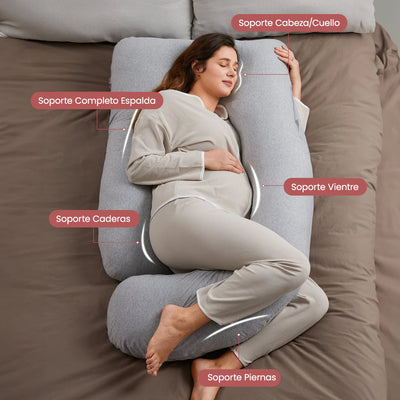 Momcozy Almohada de embarazo forma de U con tela refrescante