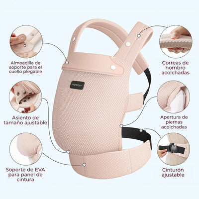 Momcozy Portabebé Ergonómico, cómodo y ligero 3 en 1 - Malla Rosa