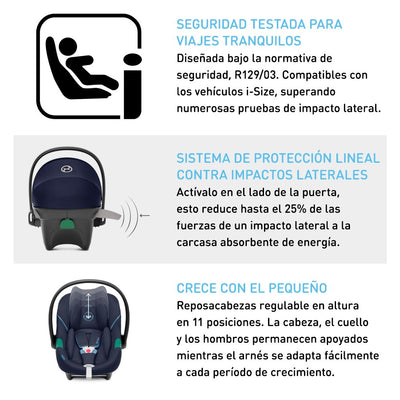 Cybex Travel System Coche Balios S Lux 3.0 azul con Silla Nido Aton S2