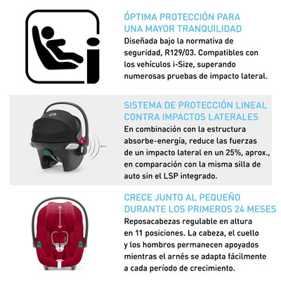 Cybex Travel System Coche GAZELLE BLK Moon Black con Silla Nido Aton B2