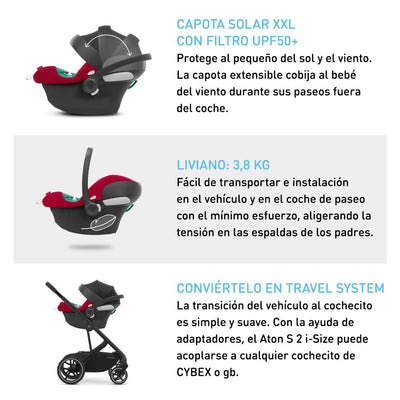 Cybex Travel System Coche GAZELLE TPE Stormy Blue con Silla Nido Aton B2