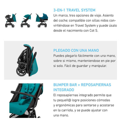 Cybex Travel System Coche EEZY S+ v3 Gris con Silla Nido Aton B2