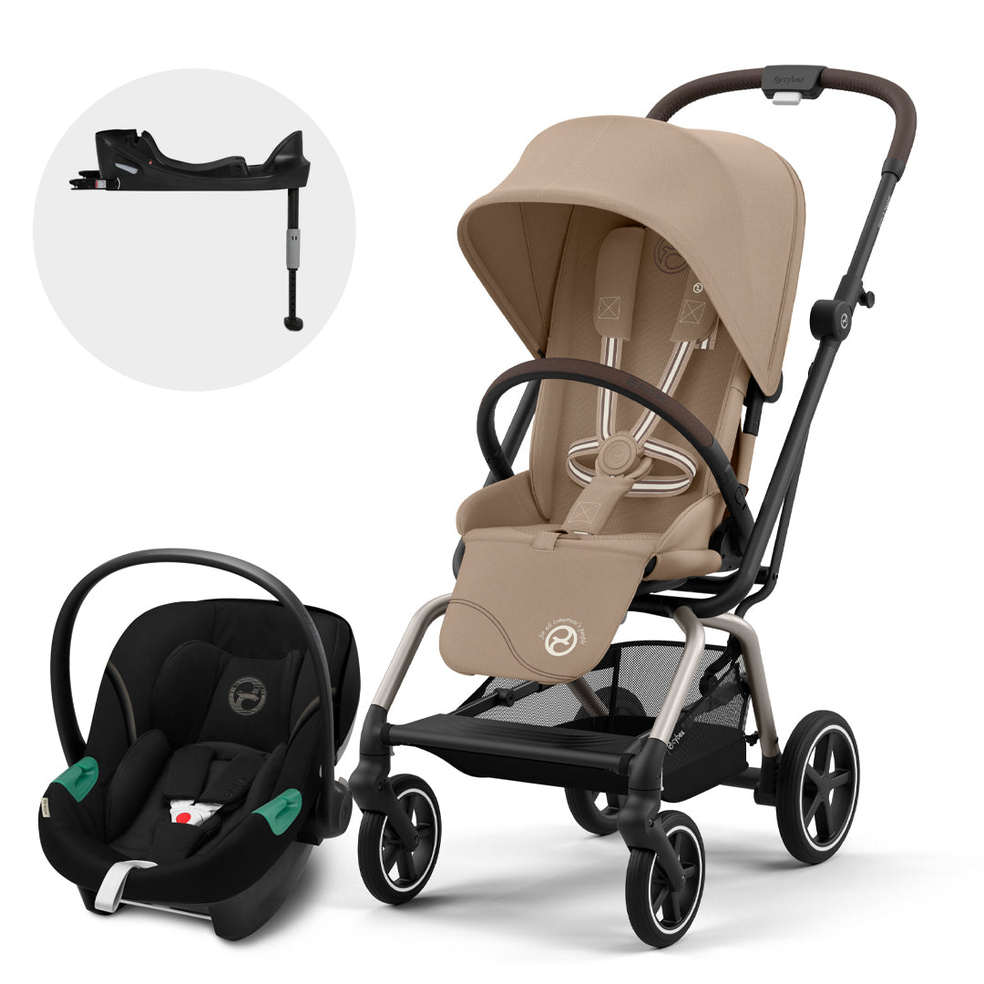 Cybex Travel System Coche EEZY S TWIST+ 2 Almond Beige con Silla Nido Aton S2