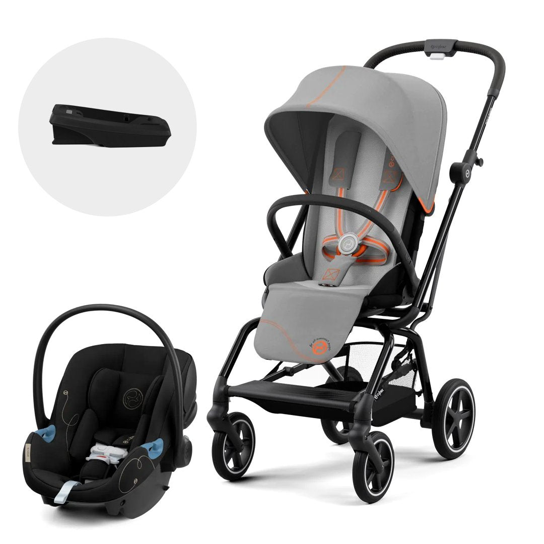 Cybex Travel System Coche EEZY S TWIST+ 2 BLK Grey con Silla Nido Aton G