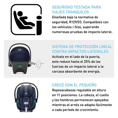 Cybex Travel System Coche EEZY S TWIST+ 2 BLK Moon Black con Silla Nido Aton S2