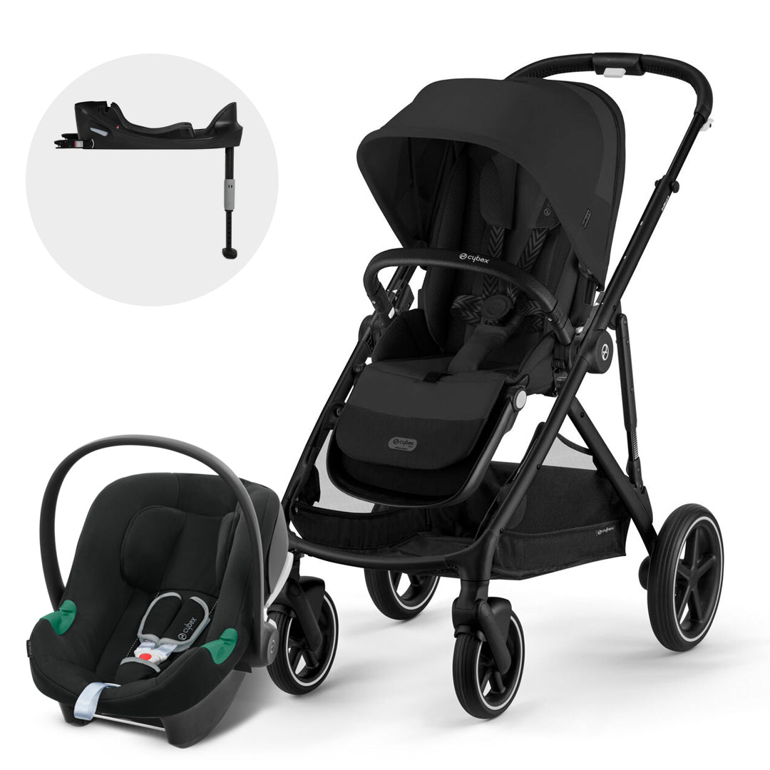 Cybex Travel System Coche GAZELLE BLK Moon Black con Silla Nido Aton B2