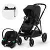 Cybex Travel System Coche GAZELLE BLK Moon Black con Silla Nido Aton S2