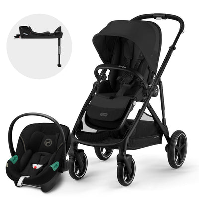 Cybex Travel System Coche Gazelle BLK Moon Black con Silla Nido Aton S2
